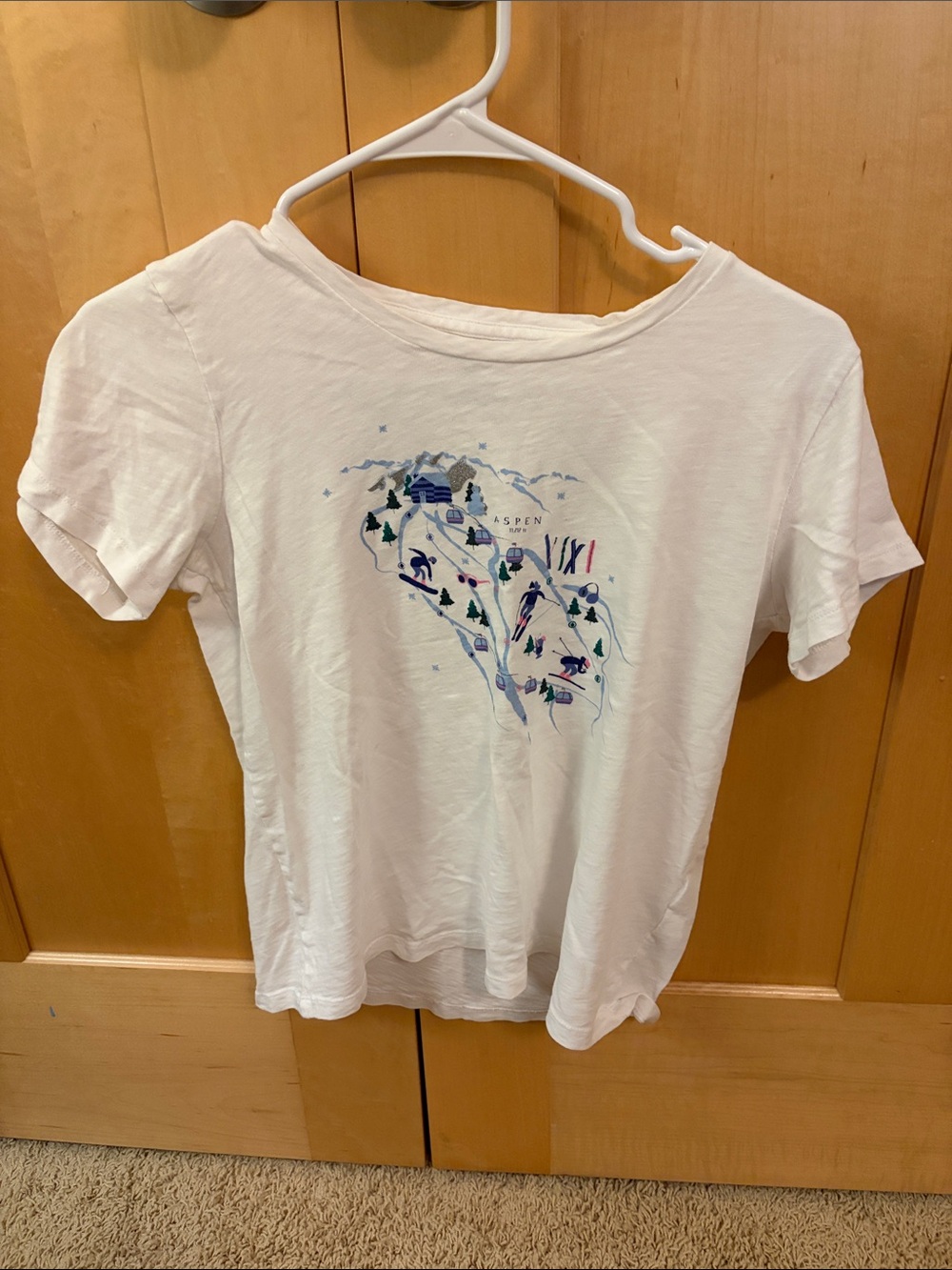 J. Crew White Collector Graphic Tee with Blue Accents